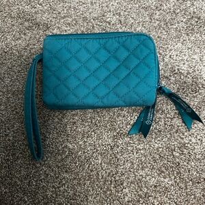 Vera Bradley Quilted Teal Wristlet Wallet - Teal